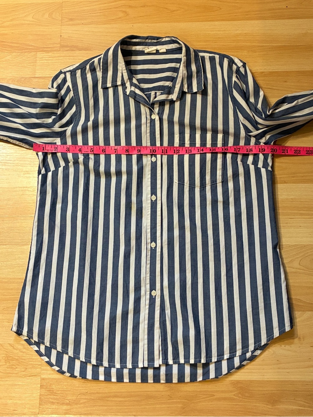GAP Navy White Striped Button-Up Shirt 100% Cotton Long Sleeve Women’s Medium - Picture 7 of 9